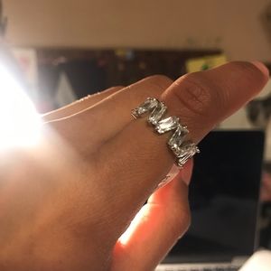 Trendy 925 Sterling Silver Baguette Eternity Ring